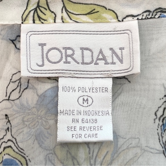 Vintage Jordan Sheer Butterfly Print Button Down Blouse Size M - Picture 8 of 9
